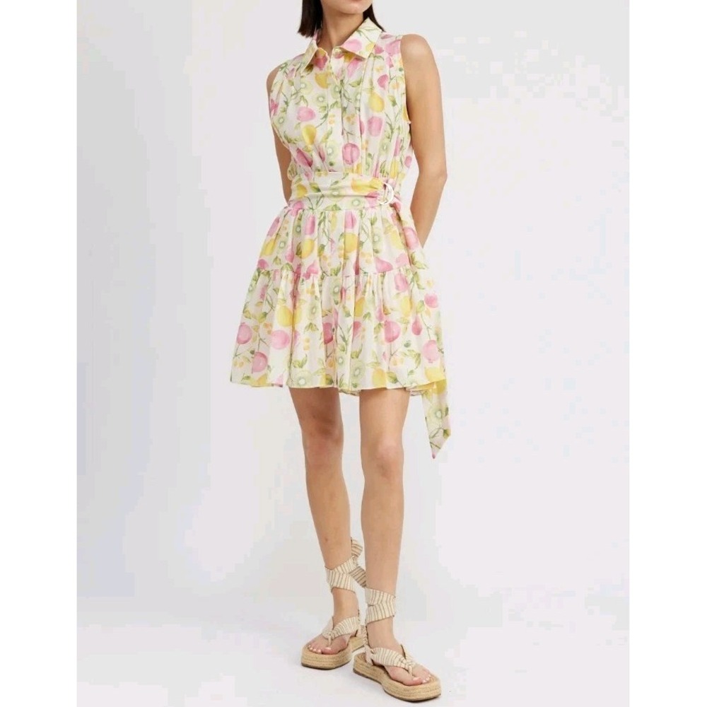 Cynthia‎ Rowley Linen  Fruit Print Fit-and-flare Short Mini Dress 8